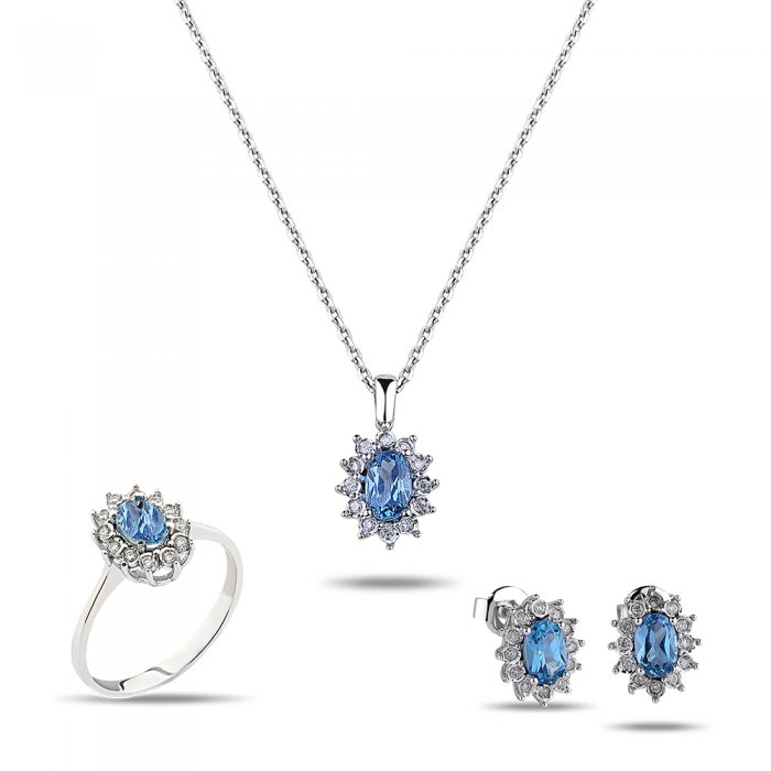 2,24 Karat Pırlantalı London Blue Takım