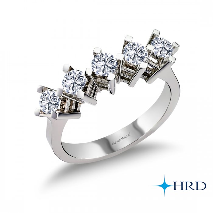 E Renk 0.60 Karat Uluslararası HRD Sertifikalı Beştaş Pırlanta Yüzük