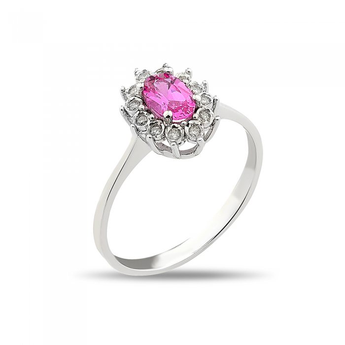0,62 Karat Pırlantalı Pink Safir Yüzük