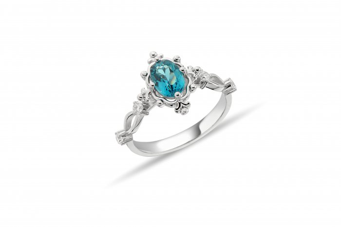 1,22 Karat LONDON BLUE TOPAZ Oval Yüzük