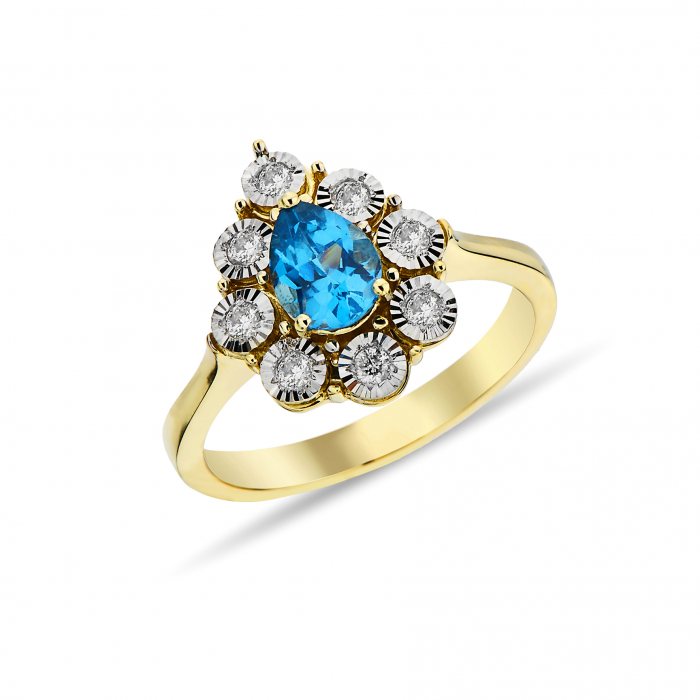 1,13 KARAT PIRLANTALI LONDON BLUE YÜZÜK