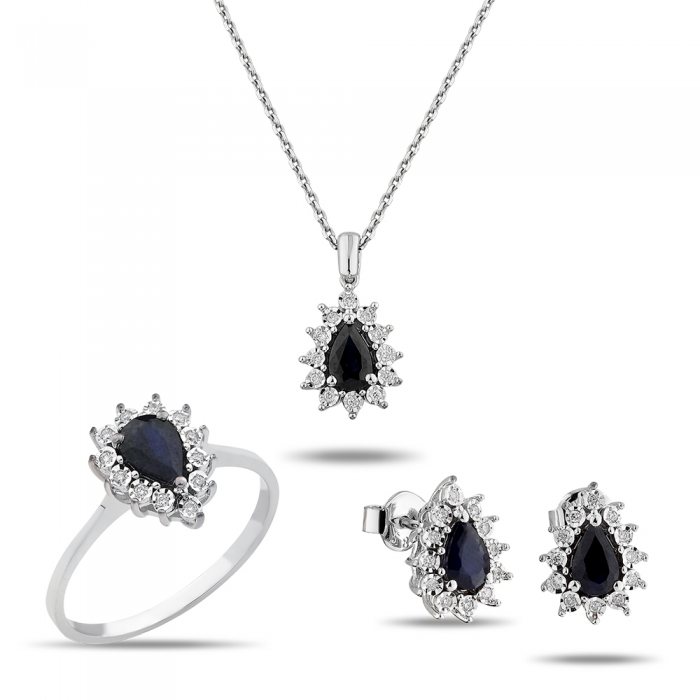 2,12 Karat Pırlantalı Natural Safir Takım