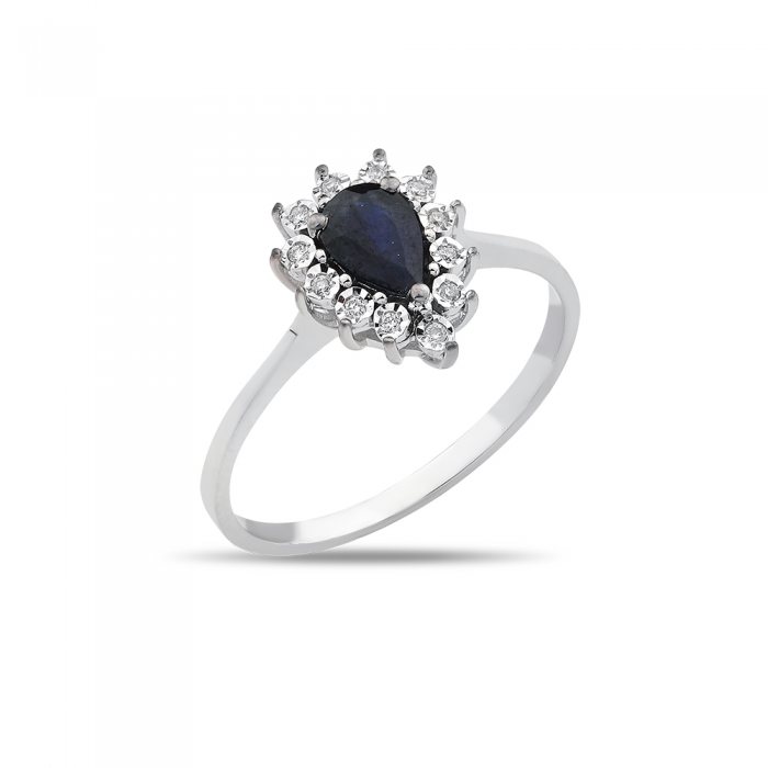 0,53 Karat Pırlantalı Natural Safir Yüzük