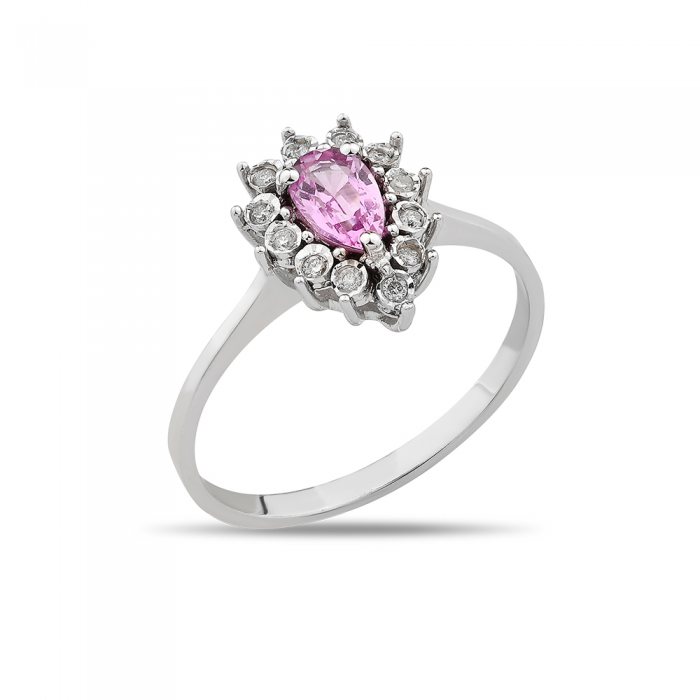 0,59 Karat Pırlantalı Pink Safir yüzük