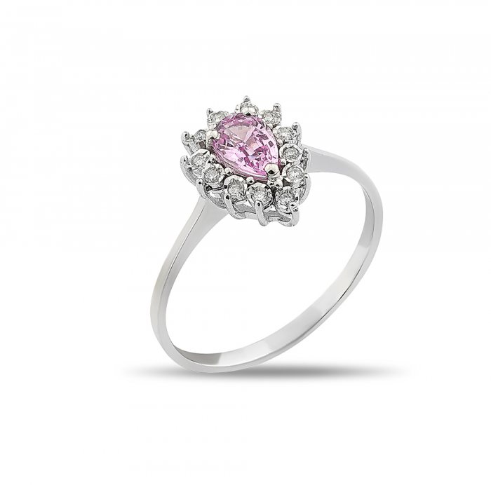 0,61 Karat Pırlantalı Pink Safir Yüzük