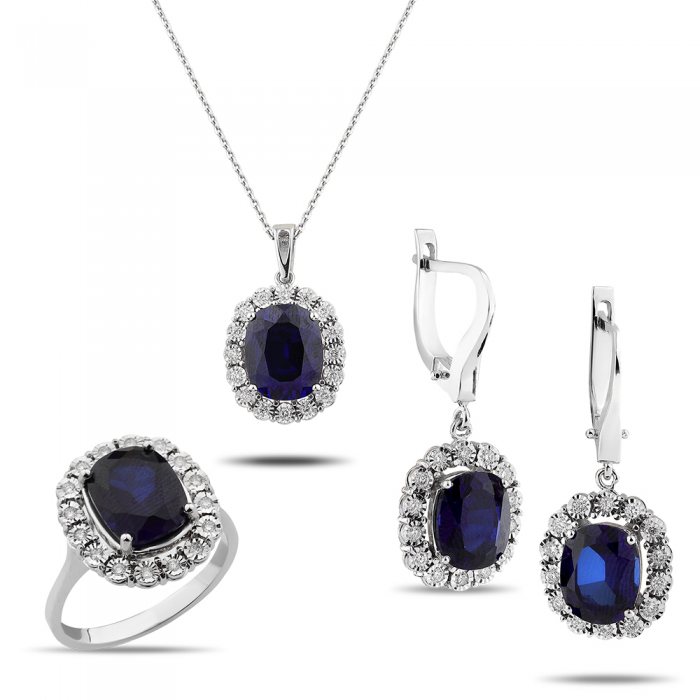 25,07 Karat Pırlantalı Natural Safir Takım