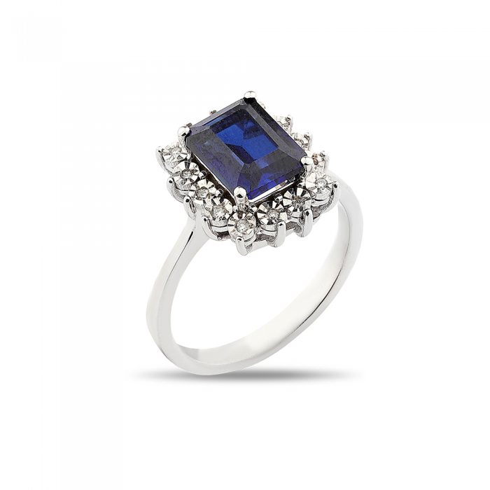 3,65 Karat Pırlantalı Safir Yüzük