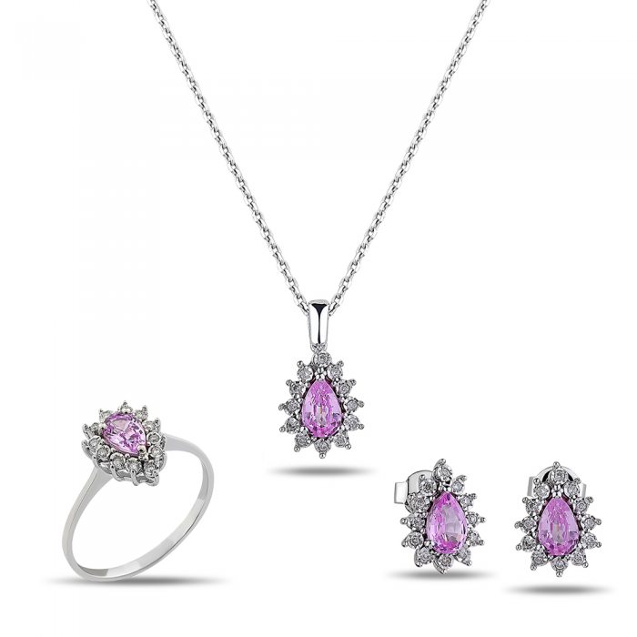 2,54 Karat Pırlantalı Pink Safir Takım