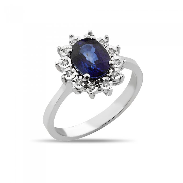 1,67 Karat Pırlantalı Safir Yüzük