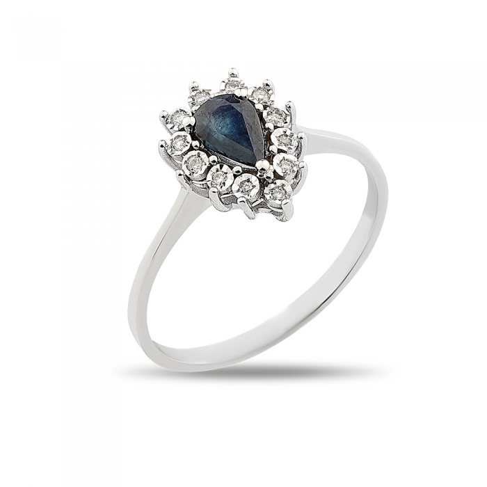 0,54 Karat Pırlantalı Natural Safir Yüzük