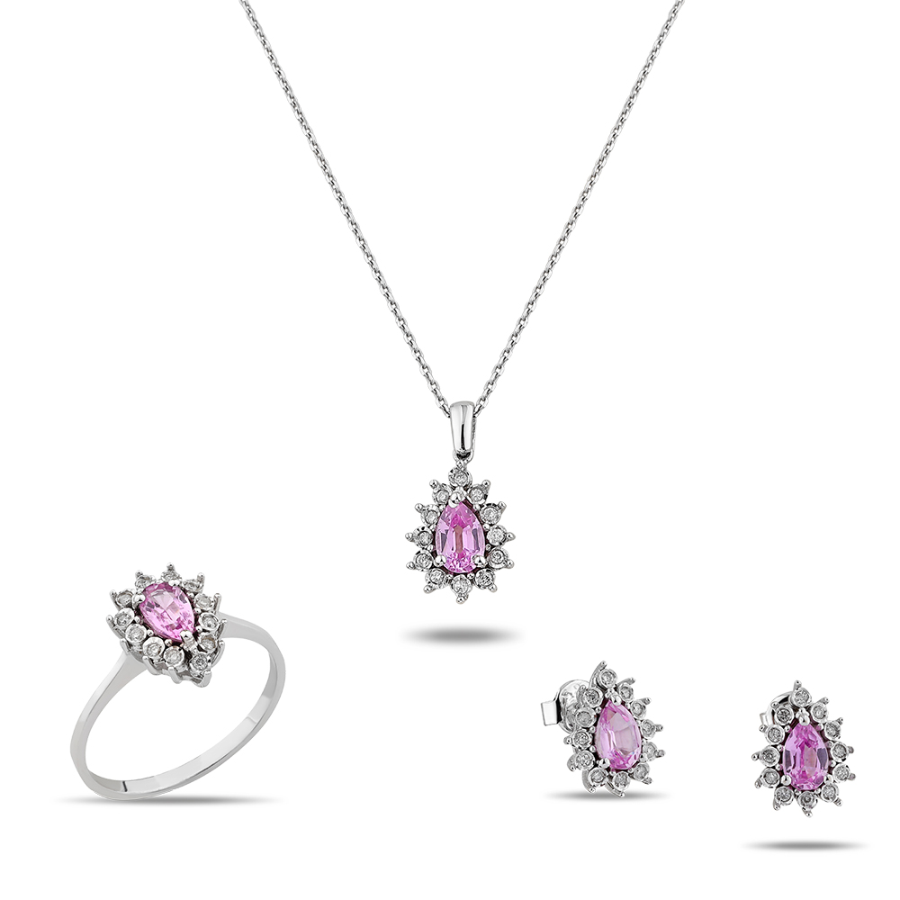 2,39 Karat Pırlantalı Pink Safir Takım